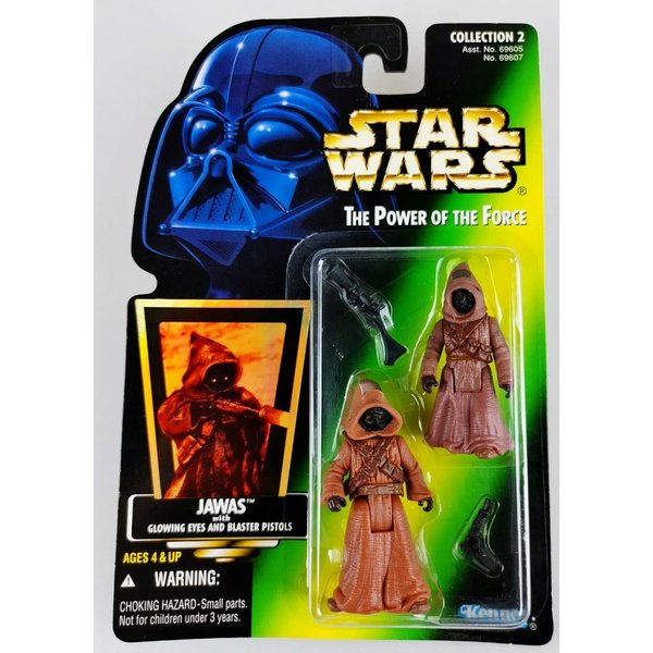 Star Wars, The Power Of The Force Green Card, Jawas Action Figures, 3.75 Inches