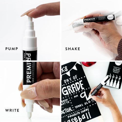 White Liquid Chalk Markers Erasable - 2PK 3mm Fine Tip Chalk Markers Chalk Pens - Chalkboard Markers Bistro Chalk Marker Glass Window Markers - Glass Board Markers - Erasable Chalk Markers Fine Tip