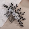 Rumtock Black Rhinestones Beads 3D Petal White Flower Silver Hair Comb for Wedding Brides Women Banquet Vintage Hair Accessories (Black)