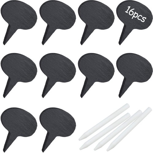 16 Pieces Cheese Markers for Charcuterie Board, Black Cheese Labels Chalkboard Picks Cupcake Name Tag Toppers for Food Dinner Wedding Birthday Parties (Oval Shape)