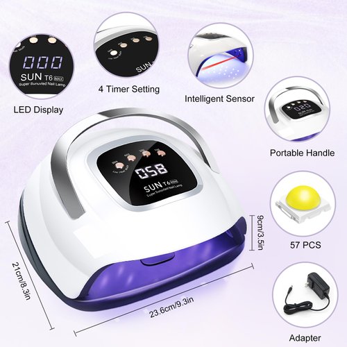 LKE UV Nail Lamp, Nail Dryer 220W Light for Nails with 4 Timers LED Lamp Gel Polish Kit Professional Art Tools Automatic Sensor