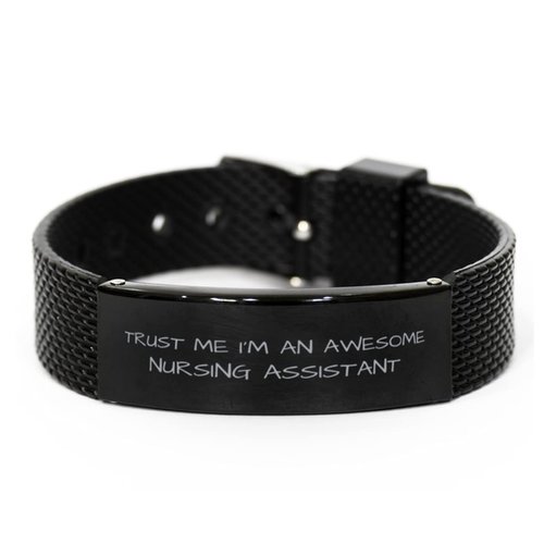 Nursing assistant Black Shark Mesh Bracelet, Trust Me I'm An Awesome Nursing assistant, Best Funny Gifts, Birthday Gifts, Christmas Gifts For Men Women