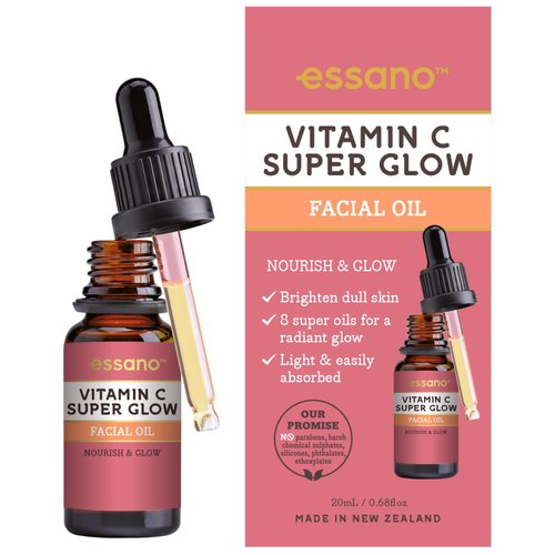 Essano Vitamin C Super Glow Facial Oil for Luminous Skin, Nourish, Glow, Radiant Complexion Boost, Brighten Dull Skin, Easily Absorbed 20mL (0.68 Fl oz)