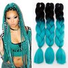 3Pcs/Lot Ombre Braiding Hair Extensions 24" 100g/pcs Synthetic Jumbo Braids Hair Extensions for Twist Crochet Braids (Black and Cyan)