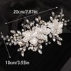 Teyglen Flower Bride Wedding Hair Clips Bridal Rhinestone Pearl Hair Clip Pin Silver Flower Wedding Headpiece Handmade Crystal Hair Piece for Women Girls
