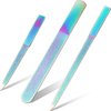 3 Pieces Diamond Nail File Set Metal Sapphire Buffer File Stainless Steel Double Side Nail File Manicure Files Natural Nail Emery Boards for Salon Home and Travel Women Men Rainbow Color