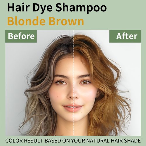 Blonde Brown Hair Dye Shampoo 3 in 1 for Gray Hair, Long-lasting & Natual Brown Hair Shampoo, Hair Color shampoo for Men Women, Brown Hair Dye Easy to Use at Home 16.9 Fl Oz (Blonde Brown)