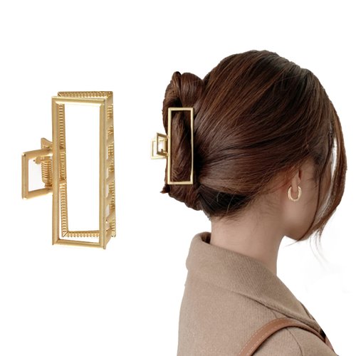 ANQSYY New 1 Piece Korean-style Gold Claw Clip Girls Medium Hair Clip Non-slip Metal Claw Clip Thick Hair & Thin Hair Gold Hair Accessories For Women （Square）