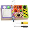 Busy Board Montessori Toys for 1-3 Years Old, Wooden Sensory Board Switch Toy with 19 LED Light, Switch Toys, Button Toy, Travel Activity Educational Learning Toddler Toys for 1+ Year Old Boy and Girl