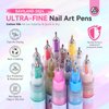 SAVILAND Nail Art Pens Set: 12 Colors 0.5MM 3D Nail Polish Pens Quick Drying Acrylic Paint Nail Art Markers Nail Point Graffiti Dotting Tools Drawing Painting Liner Nail Art Design Pens Home DIY