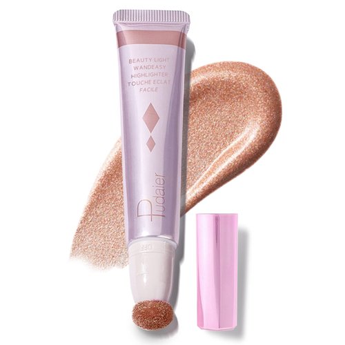 Highlighter Makeup, Liquid Highlighter Beauty Wand, Long Lasting Blendable Highlighter Stick Makeup with Cushion Applicator, 04, 0.68 Fl Oz