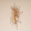 Jumwrit Bridal Hair Comb Rhinestone Crystal Headpiece Handmade Flower Leaves Pearl Hair Comb for Bride Bridesmaid Wedding Hair Accessories for Women Girls（Gold）