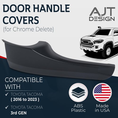 AJT DESIGN Car Door Handle Cover for Toyota Tacoma (2016-2023) | Door Handle Cover for Chrome Delete | ABS Plastic Front & Back Interior Car Door Handle Cover| Simply Snap On | Black | Made in USA