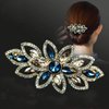 Sankuwen Floral Rhinestone Hairpin Luxury Crystal Flower Hair Barrette Clip (Gray-Blue)