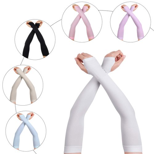 AoOnZan 6 Pairs Arm Sleeves for Women Men UPF50+ UV Protection Sun Sleeves Sport Cooling Compression Sleeves to Cover Arms with Thumb Hole