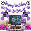 Sursurprise Soccer Birthday Party Decorations for Girls Purple Soccer Birthday Banner Garland Cake Topper Balloon for Sports Theme Birthday Party Supplies