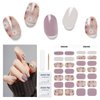 DUKASOU 28pcs Semi Cured Gel Nail Strips, Gel Nail Stickers Kit Work with Any UV Nail Lamps, Long Lasting Gel Nail Wraps for Girl Women, includes Prep Pads, Nail File & Wood Stick(Purple Flower)