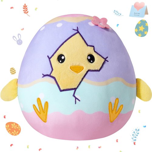 Athoinsu 12 Inches Easter Chicken Egg Stuffed Animal Cute Chick Plush Pillow Soft Hugging Squishy Toy Gifts for Toddler Kids Boys Girls Home Decor