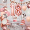 18th Birthday Decorations Retro Pink Rose Gold,18th Birthday Balloons,Happy 18th Birthday Banner with Cake Toppers Number 18 Balloons Confetti Balloons for Girls Women Birthday Party Decorations