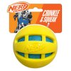 Nerf Dog 3.8in TPR Checker Squeak and Crunch Ball Dog Toy - Yellow with Blue Crunch Bag