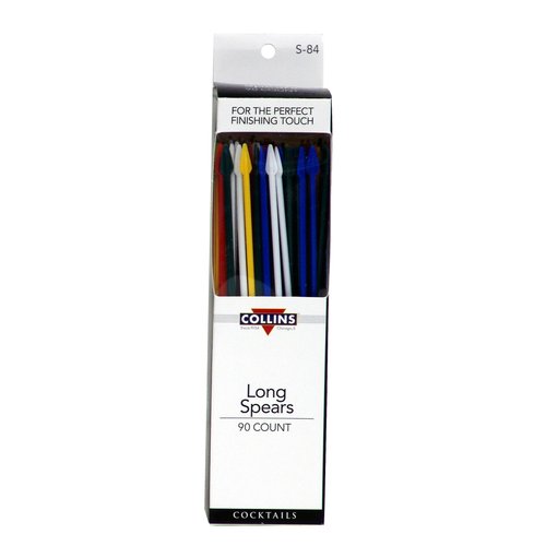 Collins Accessories Collins Spear Cocktail Picks, Long Disposable Plastic Stir Sticks for Appetizers, Drinks, Garnishes, Barware, 5.5 Inches, Multicolor Set of 90, Assorted