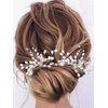 Latious Rhinestone Bride Wedding Hair Pins Silver Pearl Hair Piece Crystal Bridal Hair Accessories for Women and Girls (Pack of 2)