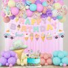 72Pcs Ice Cream Birthday Party Decorations for Girls Kids, Pastel Ice Cream Balloon Garland Arch Kit First Two Sweet Birthday Banner Foil Sprinkle Long Twist Balloons Cupcake Toppers Party Supplies