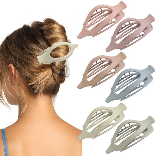 6PCS French Concord Claw Hair Clips, 4.72 Inch Macron Color Clips for Thick or Thin Hair, Lay Down Women's and Girls' Hair Accessories