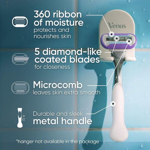 Gillette Venus Deluxe Smooth Platinum Women's Razor, Includes 1 Handle, 1 Razor Blade Refill
