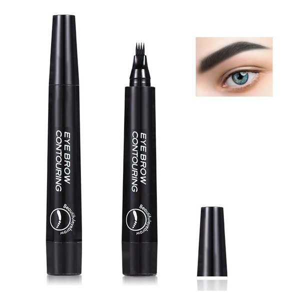 2 PCS Eyebrow Pencil Brow Pencil,Waterproof Eyebrow Tattoo Pen,Eyebrow Pen,Microblading Eyebrow Pen,Long Lasting Eye Brow Pencil with Micro Fork Applicato,Creates Natural Brows Easily(Black)