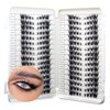 Bershnor 32 Pairs Cat Eye Individual Lashes Wispy Cat Eye Lashes DIY Lash Extensions 256pcs Clusters Lashes 8-16MM Fluffy Volume Eye Eyelashes Clusters