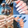5D Embossed Christmas Laser Nail Stickers for Nail Art Holographic Blue White Snowflake Self-Adhesive Nail Decals Winter Bronzing Nail Art Supplies Christmas Acrylic Nail Art Stickers for Women Kit