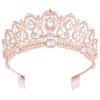 Crowns for Women, Vofler Rose Gold Tiara Baroque Vintage Headband Crystal Rhinestone Hair Jewelry for Women Queen Girl Bride Princess Birthday Wedding Pageant Prom Halloween Costume Party with Combs