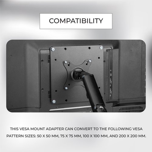 HumanCentric VESA Mount Adapter Plate for TV Mounts, Convert 75x75 and 100x100 to 200x200 mm VESA Patterns, Includes Hardware Kit, VESA Conversion Plate for 200x200 VESA Mount, VESA Adapter