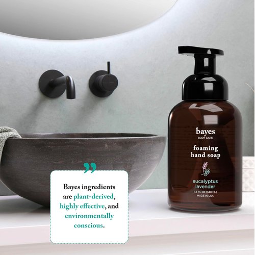 Bayes Foaming Hand Soap, Plant-Derived - Aromatic and Nourishing Hand Wash, Infused with Natural Essential Oils - USDA Certified Biobased - 11.5 Ounce, Rosemary Mint