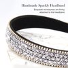 Wecoe Silver Headband Women Girls Fashion with Rhinestones, Crystal Bling Sparkly Hair Band, Thin Hair Accessories for Short Hair, Holiday Birthday Gift