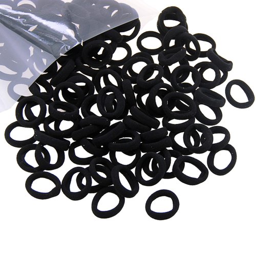 Miuance Baby Kids girls Small Size Hair ties No damage ouchless hair elastics No Crease Ponytail holders Tiny Soft elastic rubber bands,Black 120 PCS