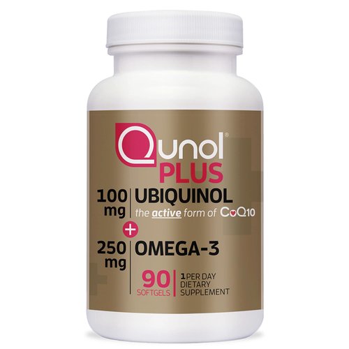Qunol Plus Ubiquinol with Omega-3 Fish Oil - Antioxidant Supplement for Heart Health and Energy Production, Active Form of CoQ10, 90 Count