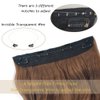 Wire Hair Extensions with 4 Secure Clips Long Wavy 24 inch Curly Synthetic Hair Invisible Transparent Wire Extensions Hairpiece for Women Adjustable Headband Hailriss Hair Chestnut Brown Color
