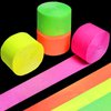 Neon Streamers Glow in The Dark Crepe Paper, Blacklight UV Reactive Fluorescent Streamers for Neon Party