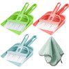 Lamoutor 3 Pack Mini Hand Broom and Dustpan Set Small Dust Pans with Brush Set Cleaning Tool for Desk, Car and Animal Waste Mixed Color