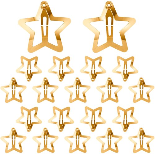 PAGOW 20 Pcs Gold Star Hair Clips, Non-Slip Snap Hair Clip, Metal Star Hair Accessories, Y2K Cute...