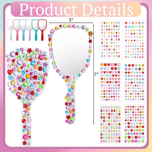 Wonderjune 24 Pcs Handheld Mirror DIY Decorate Your Own Princess Mirror Mermaid Mirrors Princess Crafts Small Mirrors for Classroom Princess Birthday Party Favors Princess Game Decorations Supplies