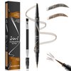 DEFSAP Microblading Eyebrow Pen - Eyebrow Pencil Magical 2-in-1 Dual-Ended Eye Brow Pencils for Women with 4-Fork-Tip & Single Tip and Double-Ended Eyebrow Brush Last All-Day(Light Brown)
