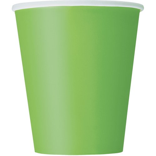 Lime Green Solid Paper Cups - 9 oz (Pack of 14) - Elegant & Eco-Friendly Party Drinkware - Perfect for Birthdays, Showers, & Special Celebrations
