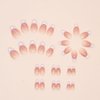 White French Tip Press on Nails Short Almond Fake Nails Nude Pink Glossy Design Full Cover False Nail Reusable Acrylic Glue on Nails for Women Girls Artificial Nails Manicure Decoration 24 PCs