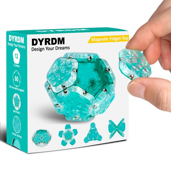 DYRDM Magnetic Fidget Sphere 12 Pcs, Magnetic Fidget Toy, Desk Toys for Office and Stress Relief & Anxiety for Adults, Magnets Sensory Toys Magnetic Building Blocks Green