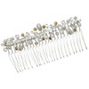 SAMKY Handmade Faux Pearl Crystal Beads Bridal Wedding Tiara Hair Comb - Silver Plated FC043