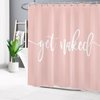 ECOTOB Get Naked Shower Curtain Decor, Cute White Art Font Words Get Naked on Pink Background Funny Quotes Shower Curtains 72X72 inch Polyester Fabric Bathroom Decor Bath Curtains Hooks Included