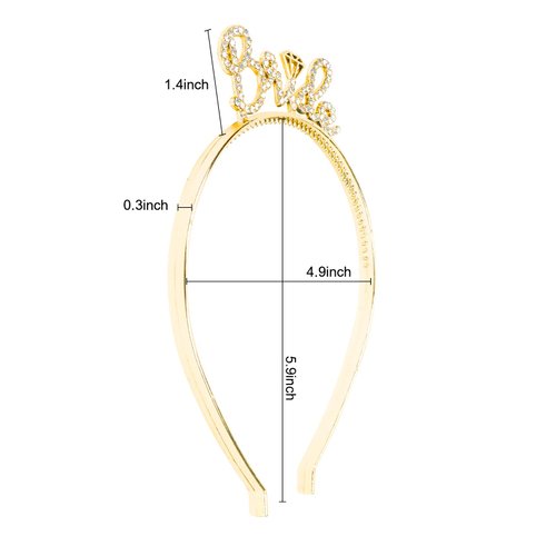 GAFATORY Gold Bride Rhinestone Headband for Women Bridal Hair Band for Wedding Bachelorette Party Favor and Decoration Bridal Shower Sparkle Headband for Bride to be Plastic Headbands